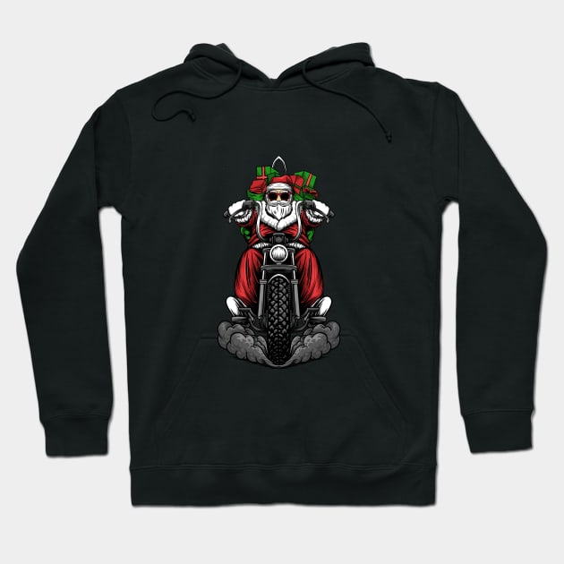 Santa riding A Motorcycle Hoodie by Arjanaproject